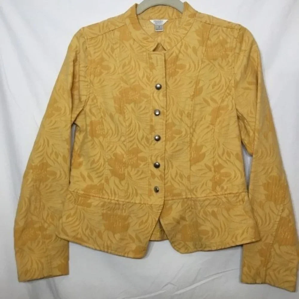 YELLOW TAPESTRY LONG SLEEVES MILITARY JACKET SMALL - Picture 11 of 15